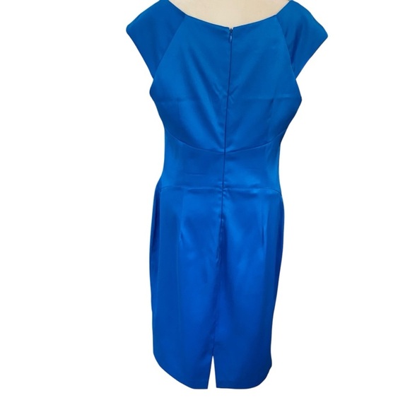 Signature London Style Sheath Dress Size 12 Aqua Blue Wedding Guest Cocktail - Picture 7 of 8